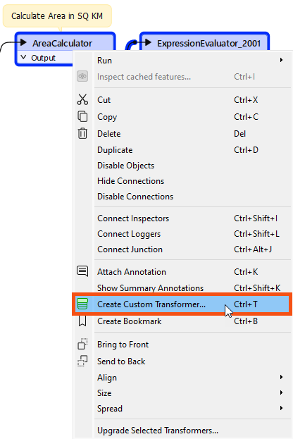 Right-click > Create Custom Transformer